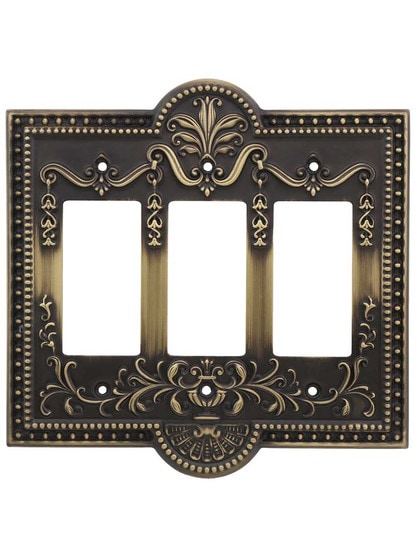 Como Triple GFI Cover Plate in Antique Brass.